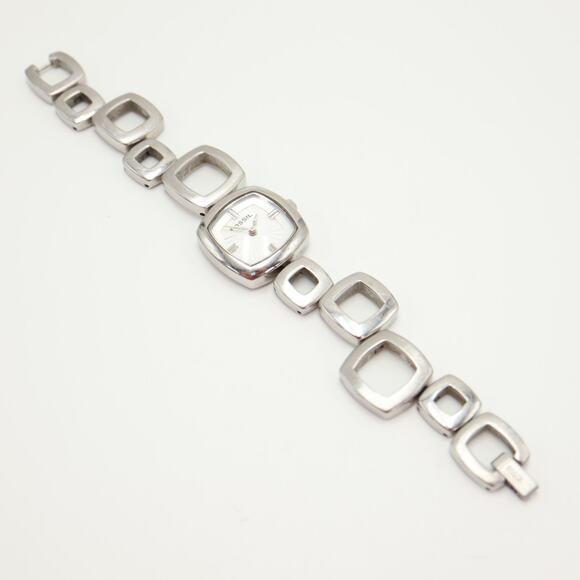 Fossil Womens Silver Tone Square Link Deco 22mm Watch 5.75" Bracelet ES-1869 - Picture 13 of 15